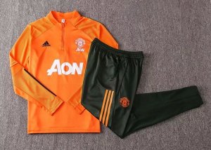 Survetement Manchester United 2020-21 Orange Noir