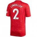 Maillot Manchester United NO.2 Lindelof 1ª 2020-21 Rouge