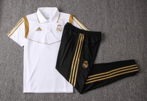 Polo Real Madrid Conjunto Complet 2019-20 Noir Blanc Or