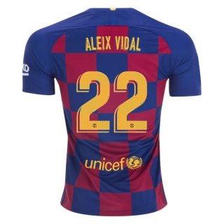 Maillot Barcelone NO.22 Aleix Vidal 1ª 2019-20 Bleu Rouge