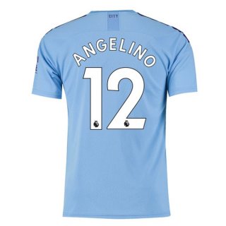 Maillot Manchester City NO.12 Angelino 1ª 2019-20 Bleu