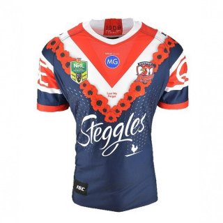 Thailande Maillot Sydney Roosters Anzac 2018 Bleu