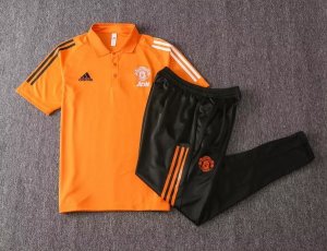 Polo Ensemble Complet Manchester United 2020-21 Orange Noir