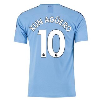 Maillot Manchester City NO.10 Kun Aguero 1ª 2019-20 Bleu