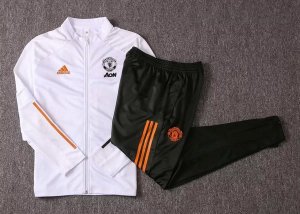 Survetement Manchester United 2020-21 Blanc Noir Orange