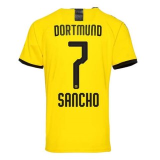 Thailande Maillot Borussia Dortmund NO.7 Sancho 1ª 2019-20 Jaune