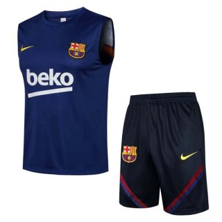 Maillot Barcelone Ensemble Complet Sans Manches 2022 Bleu Noir