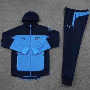 Sweat Shirt Capuche Manchester City 2021-22 Bleu