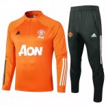 Survetement Manchester United 2020-21 Orange Noir