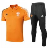 Polo Ensemble Complet Manchester United 2020-21 Orange Noir