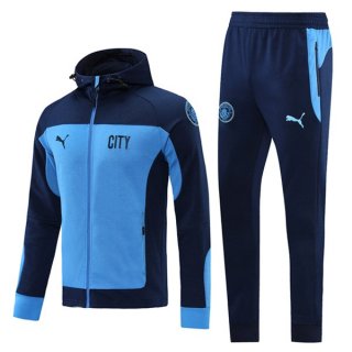 Sweat Shirt Capuche Manchester City 2021-22 Bleu