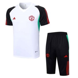 Maillot Entrainement Manchester United Ensemble Complet 2023-24 Blanc