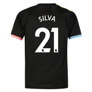 Maillot Manchester City NO.21 Silva 2ª 2019-20 Noir Maillot Manchester City NO.21 Silva 2ª 2019-20 Noir