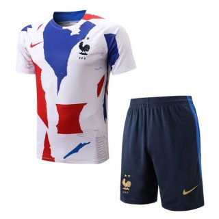 Maillot Entrainement France Ensemble Complet 2022-23 Bleu Rouge