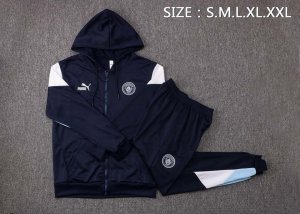 Sweat Shirt Capuche Manchester City 2022 Noir Bleu