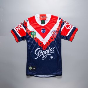 Thailande Maillot Sydney Roosters Anzac 2018 Bleu