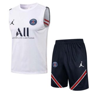 Maillot Paris Saint Germain Sans Manches Ensemble Complet 2022 Blanc