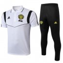 Polo Manchester United Conjunto Complet 2019-20 Blanc Noir