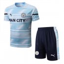 Maillot Entrainement Manchester City Ensemble Complet 2022-23 Bleu Blanc