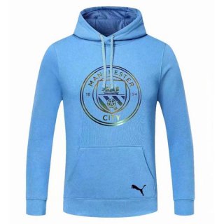 Sweat Shirt Capuche Manchester City 2020-21 Bleu