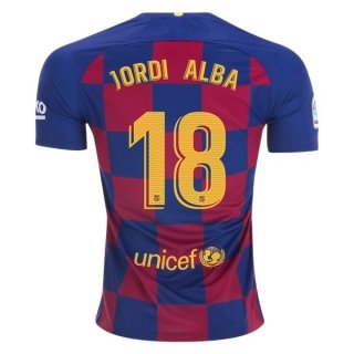 Maillot Barcelone NO.18 Jordi Alba 1ª 2019-20 Bleu Rouge