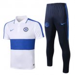 Polo Ensemble Complet Chelsea 2020-21 Blanc Bleu