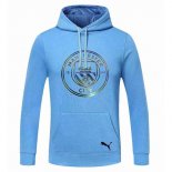 Sweat Shirt Capuche Manchester City 2020-21 Bleu