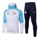 Sweat Shirt Capuche Manchester City 2021-22 Bleu Blanc