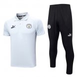 Polo Manchester City Ensemble Complet 2023-24 Blanc Noir