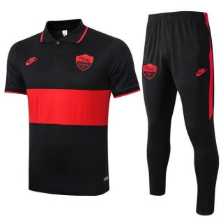 Polo AS Roma Conjunto Complet 2019-20 Noir Rouge