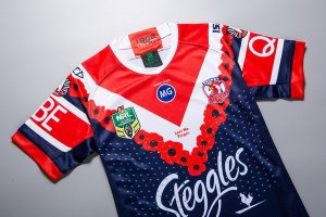 Thailande Maillot Sydney Roosters Anzac 2018 Bleu