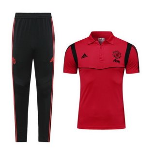 Polo Conjunto Complet Manchester United 2019-20 Bordeaux Noir